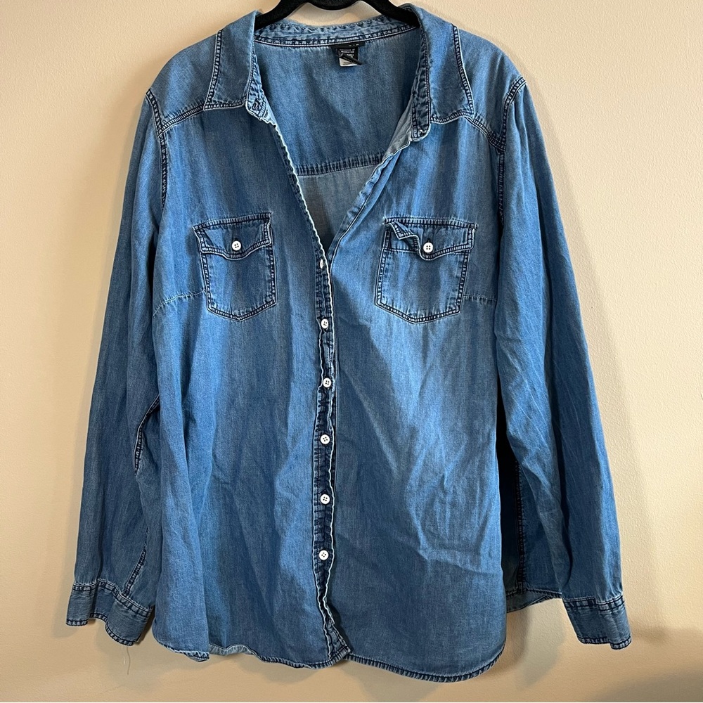 Torrid Women’s Denim Chambray Button Down Long Sleeve Shirt 2X